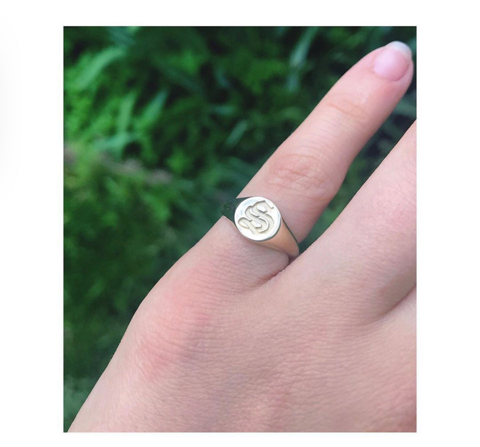 Circle Initial Signet Ring