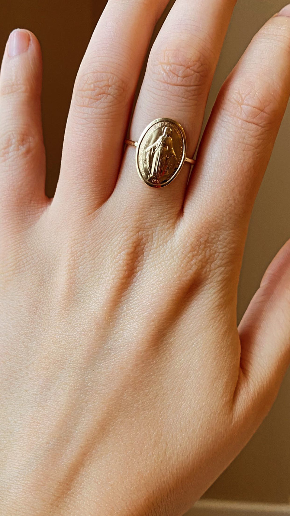 Mother Mary Charm Ring