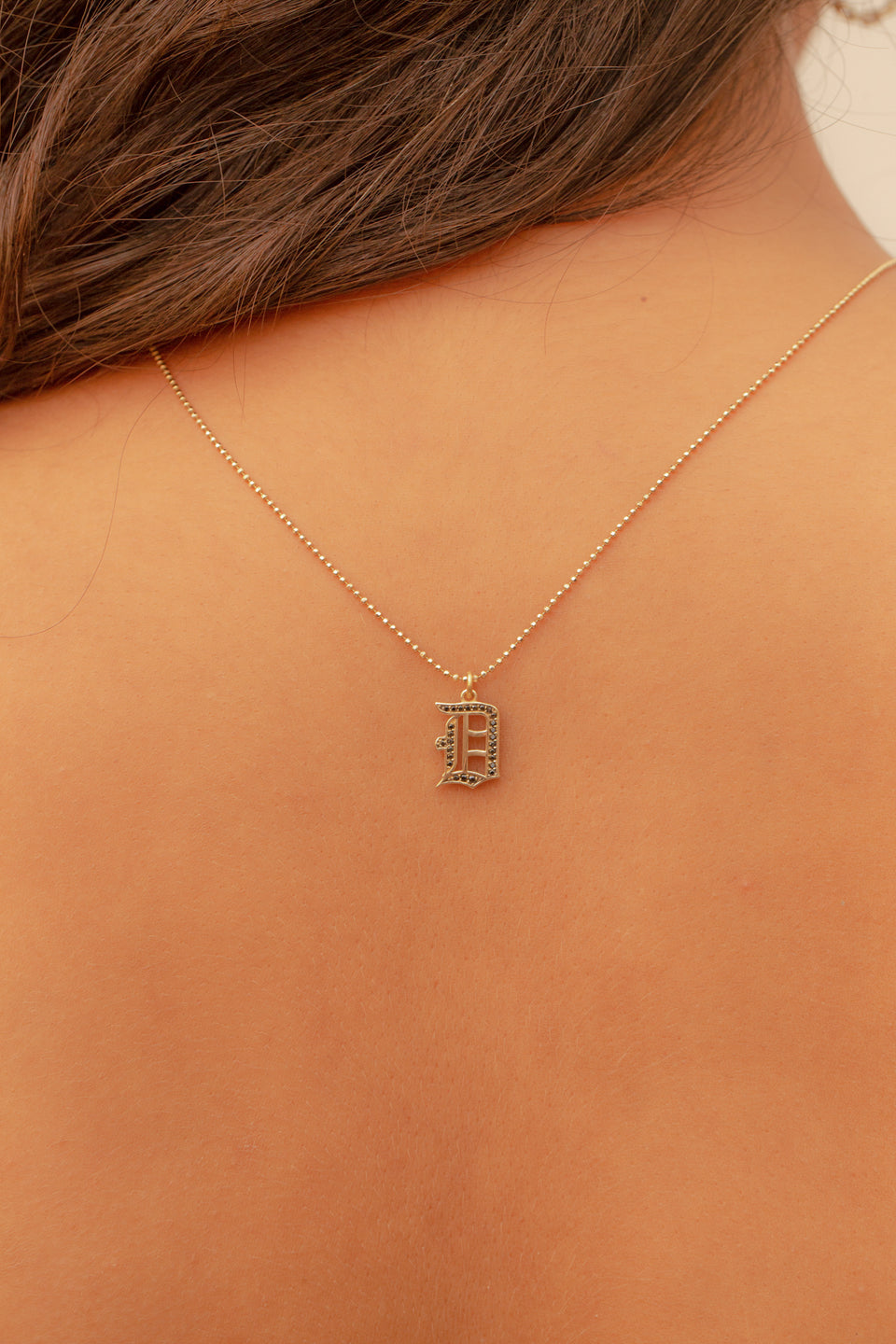Black Diamond Initial Necklace