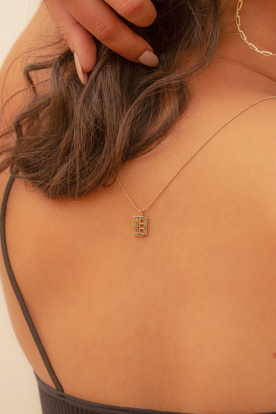 Black Diamond Initial Necklace