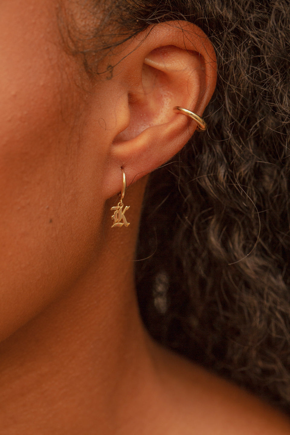 Baby Initial Huggie Earring