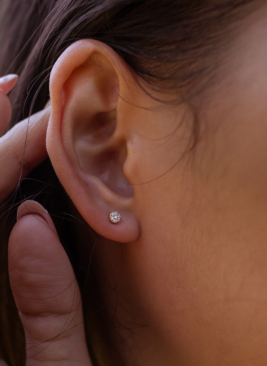Mini Circle Diamond Studs